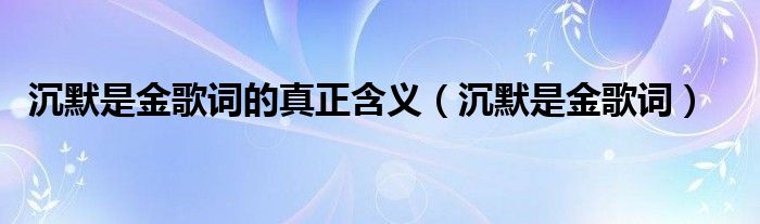 沉默是金歌词的真正含义（沉默是金歌词）