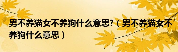 男不养猫女不养狗什么意思?（男不养猫女不养狗什么意思）