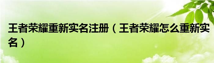 王者荣耀重新实名注册（王者荣耀怎么重新实名）