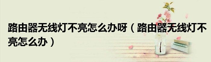 路由器无线灯不亮怎么办呀（路由器无线灯不亮怎么办）