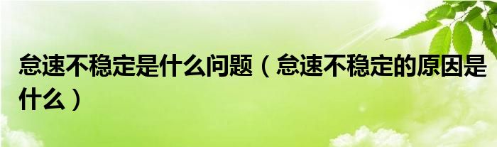 怠速不稳定是什么问题（怠速不稳定的原因是什么）