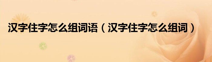汉字住字怎么组词语（汉字住字怎么组词）