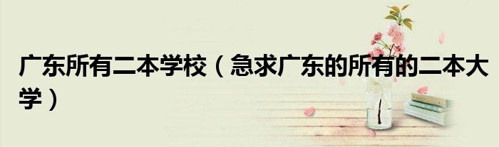 广东所有二本学校（急求广东的所有的二本大学）