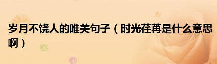 岁月不饶人的唯美句子（时光荏苒是什么意思啊）