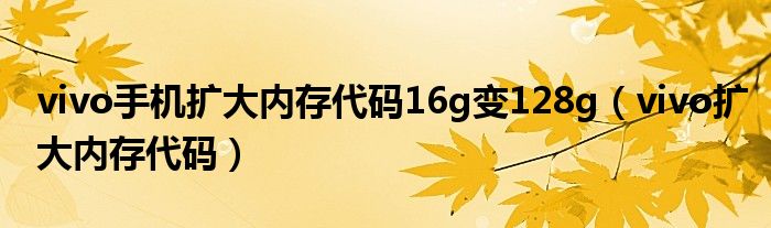 vivo手机扩大内存代码16g变128g（vivo扩大内存代码）