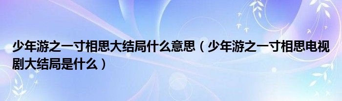 少年游之一寸相思大结局什么意思（少年游之一寸相思电视剧大结局是什么）
