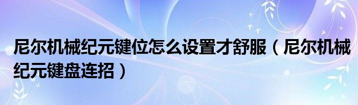 尼尔机械纪元键位怎么设置才舒服（尼尔机械纪元键盘连招）
