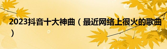 2023抖音十大神曲（最近网络上很火的歌曲）