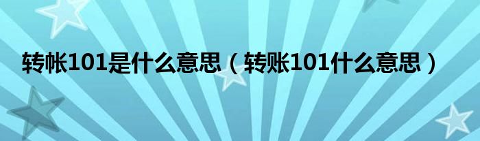 转帐101是什么意思（转账101什么意思）