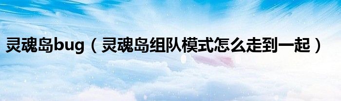 灵魂岛bug（灵魂岛组队模式怎么走到一起）