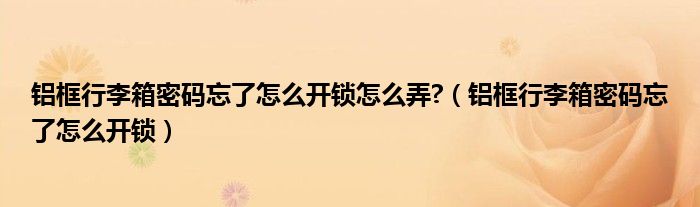 铝框行李箱密码忘了怎么开锁怎么弄?（铝框行李箱密码忘了怎么开锁）