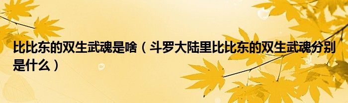 比比东的双生武魂是啥（斗罗大陆里比比东的双生武魂分别是什么）