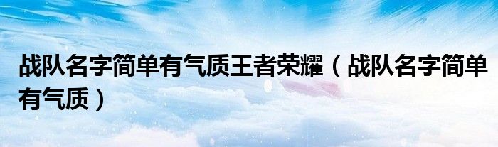 战队名字简单有气质王者荣耀（战队名字简单有气质）