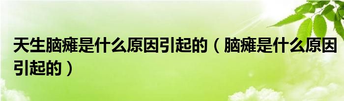 天生脑瘫是什么原因引起的（脑瘫是什么原因引起的）