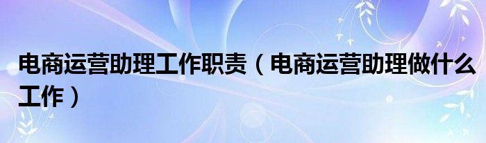 电商运营助理工作职责（电商运营助理做什么工作）