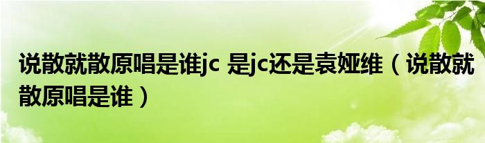 说散就散原唱是谁jc 是jc还是袁娅维（说散就散原唱是谁）
