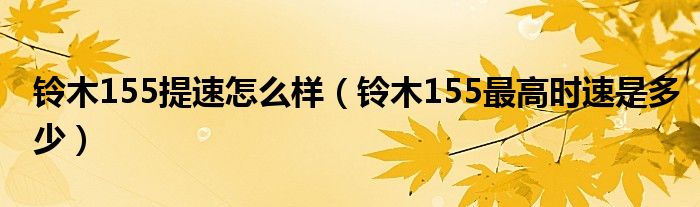 铃木155提速怎么样（铃木155最高时速是多少）