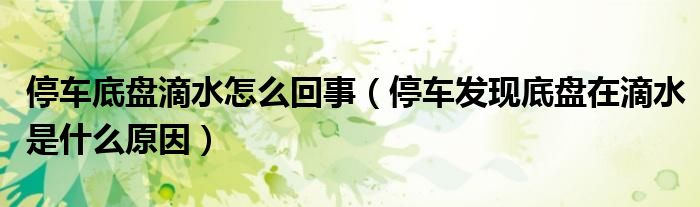 停车底盘滴水怎么回事（停车发现底盘在滴水是什么原因）