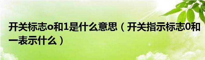 开关标志o和1是什么意思（开关指示标志0和一表示什么）