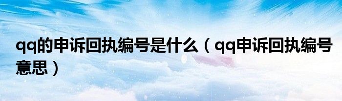 qq的申诉回执编号是什么（qq申诉回执编号意思）