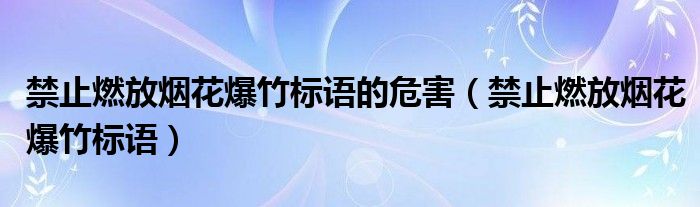 禁止燃放烟花爆竹标语的危害（禁止燃放烟花爆竹标语）