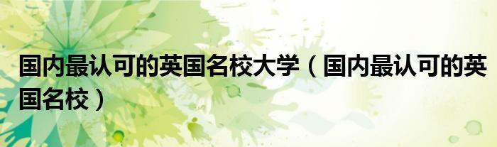 国内最认可的英国名校大学（国内最认可的英国名校）