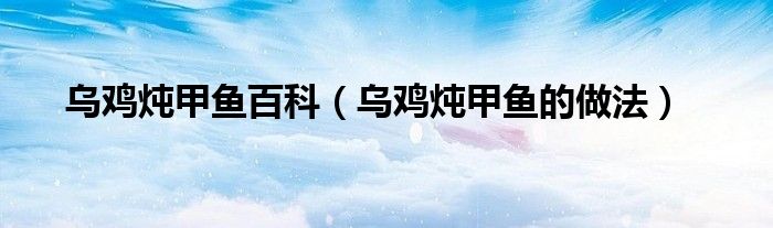 乌鸡炖甲鱼百科（乌鸡炖甲鱼的做法）