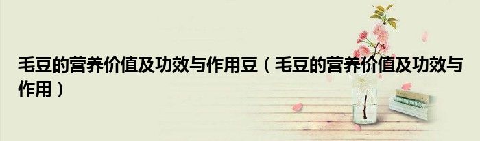毛豆的营养价值及功效与作用豆（毛豆的营养价值及功效与作用）