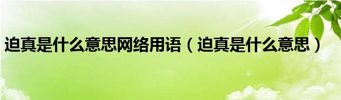 迫真是什么意思网络用语（迫真是什么意思）