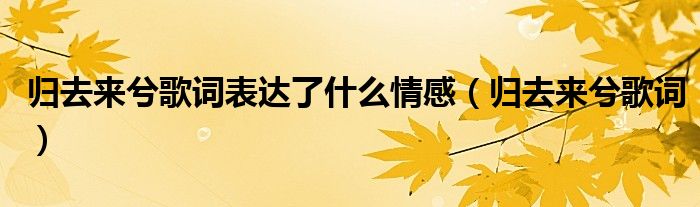 归去来兮歌词表达了什么情感（归去来兮歌词）