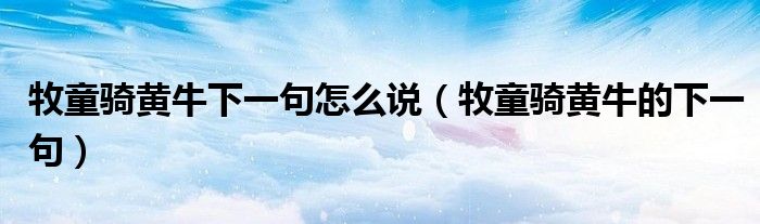 牧童骑黄牛下一句怎么说（牧童骑黄牛的下一句）