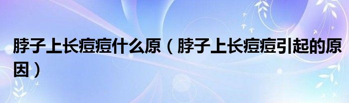 脖子上长痘痘什么原（脖子上长痘痘引起的原因）