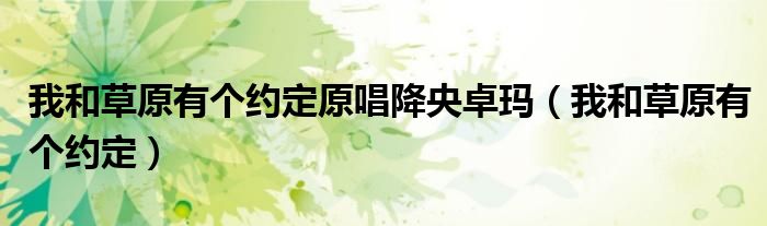 我和草原有个约定原唱降央卓玛（我和草原有个约定）