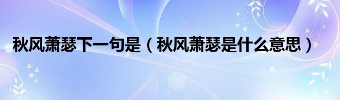 秋风萧瑟下一句是（秋风萧瑟是什么意思）
