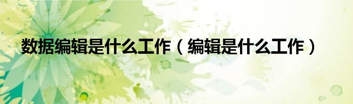 数据编辑是什么工作（编辑是什么工作）