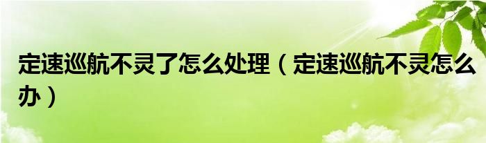 定速巡航不灵了怎么处理（定速巡航不灵怎么办）