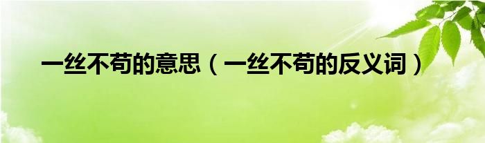 一丝不苟的意思（一丝不苟的反义词）