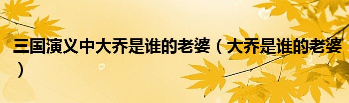 三国演义中大乔是谁的老婆（大乔是谁的老婆）