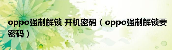 oppo强制解锁 开机密码（oppo强制解锁要密码）