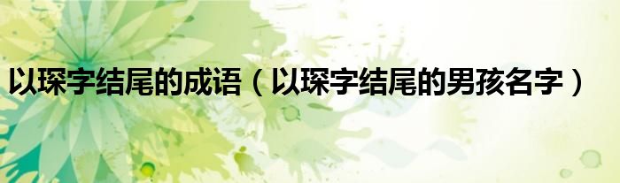 以琛字结尾的成语（以琛字结尾的男孩名字）