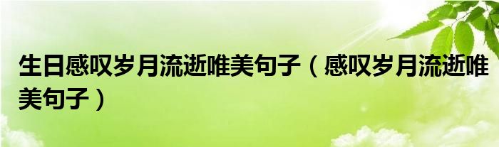 生日感叹岁月流逝唯美句子（感叹岁月流逝唯美句子）