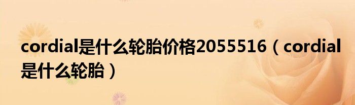 cordial是什么轮胎价格2055516（cordial是什么轮胎）