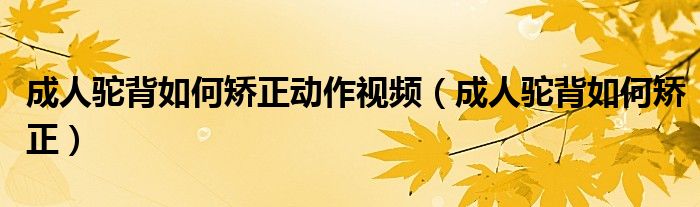 成人驼背如何矫正动作视频（成人驼背如何矫正）