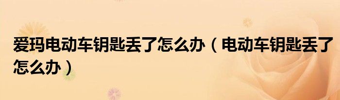 爱玛电动车钥匙丢了怎么办（电动车钥匙丢了怎么办）