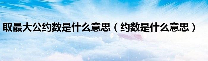 取最大公约数是什么意思（约数是什么意思）