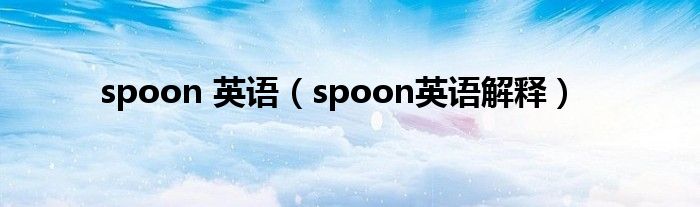 spoon 英语（spoon英语解释）