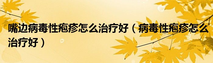 嘴边病毒性疱疹怎么治疗好（病毒性疱疹怎么治疗好）