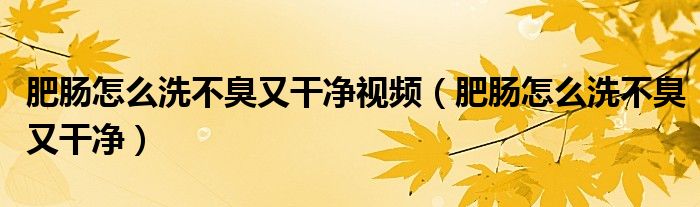 肥肠怎么洗不臭又干净视频（肥肠怎么洗不臭又干净）