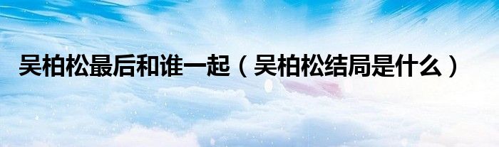 吴柏松最后和谁一起（吴柏松结局是什么）