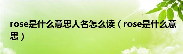 rose是什么意思人名怎么读（rose是什么意思）